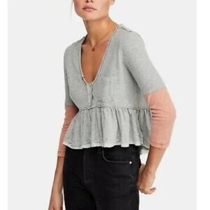 Free People | We the Free Heart of Mine Peplum Cropped Top grey orange NEW XS